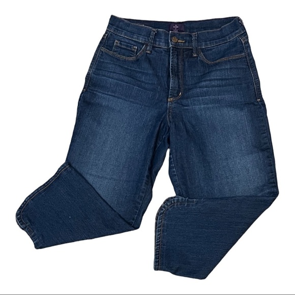 NYDJ “Ariel” Lift Tuck Cropped Curved Slit Hem Denim Jeans - Picture 6 of 10